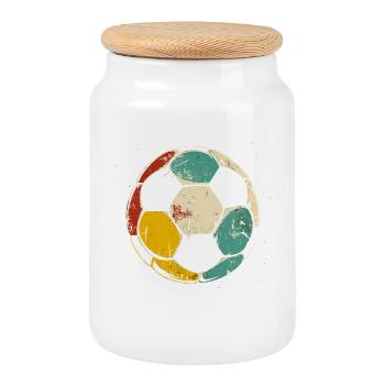 Illustration de football - Boîte à biscuits avec couvercle en bois - blanc - Devant