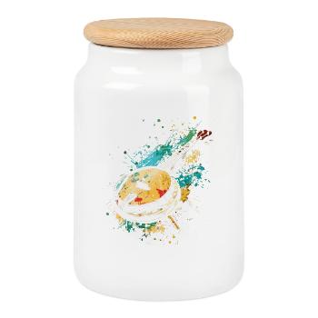Banjo Graffiti - Keksdose mit Holzdeckel - Weiß - Vorne