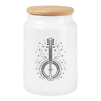 Banjo Skizze - Keksdose mit Holzdeckel - Weiß - Vorne