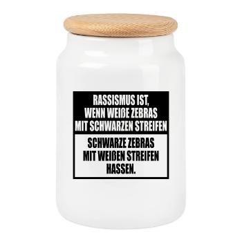 Racism simply explained with zebra stripes - Cookie Jar with Wooden Lid - white - Front