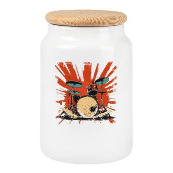 Batterie rétro graphique - Boîte à biscuits avec couvercle en bois - blanc - Devant