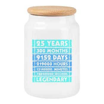 25 Years Legendary - Anniversary, Anniversary, Company - Cookie Jar with Wooden Lid - white - Front