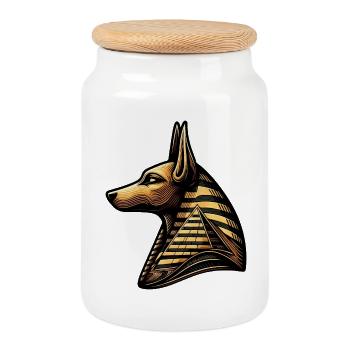 Anubis | Wächter der Gräber Ägypten - Keksdose mit Holzdeckel - Weiß - Vorne