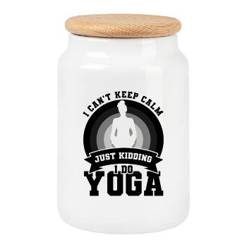 Ich mache Yoga - Keksdose mit Holzdeckel - Weiß - Vorne