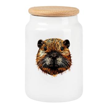 Biber Motiv Biberflüsterer Nagetiere Süßer Biber - Keksdose mit Holzdeckel - Weiß - Vorne