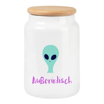 Mystérieux extraterrestre - Boîte à biscuits avec couvercle en bois - blanc - Devant