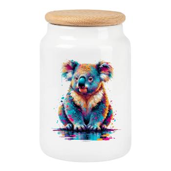 Koala - Boîte à biscuits avec couvercle en bois - blanc - Devant