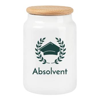 Celebrate your graduation - Cookie Jar with Wooden Lid - white - Front