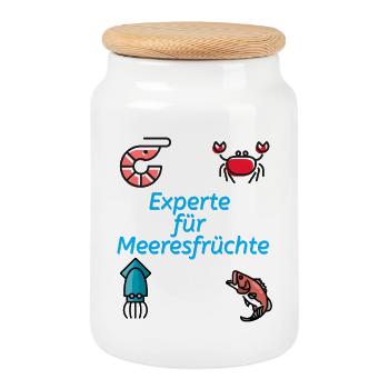 Expert en produits de la mer - Boîte à biscuits avec couvercle en bois - blanc - Devant