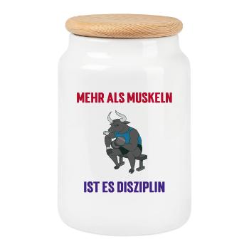 Mehr Als Muskeln, Ist Es Disziplin - Keksdose mit Holzdeckel - Weiß - Vorne