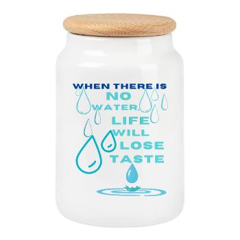 Water Conservation Inspirational Design - Cookie Jar with Wooden Lid - white - Front