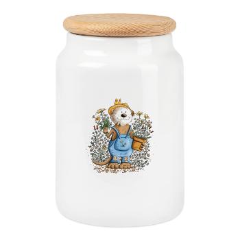 Garden Saying Otter Gardener - Cookie Jar with Wooden Lid - white - Front