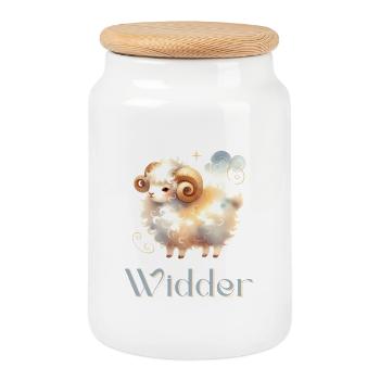 Elegantes Widder Sternzeichen Aquarell Geschenk - Keksdose mit Holzdeckel - Weiß - Vorne