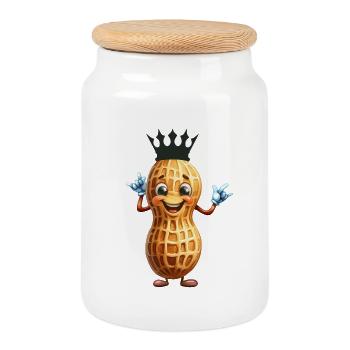 Peanut King Peanuts Nut Nuts Peanuts - Cookie Jar with Wooden Lid - white - Front