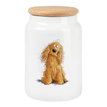Cocker Spaniel heureux - Boîte à biscuits avec couvercle en bois - blanc - Devant