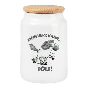 Drôle de cheval islandais mon cœur peut Tölt dire - Boîte à biscuits avec couvercle en bois - blanc - Devant