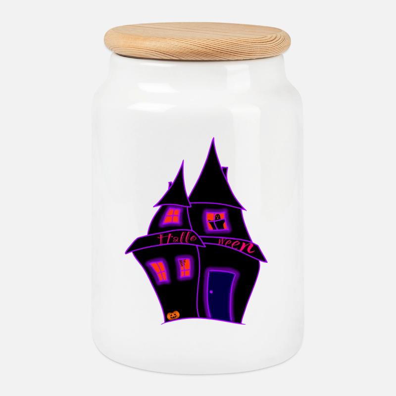 Halloween - Keksdose mit Holzdeckel - Weiß