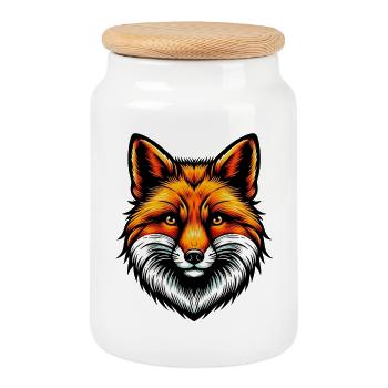 Fuchs - Keksdose mit Holzdeckel - Weiß - Vorne