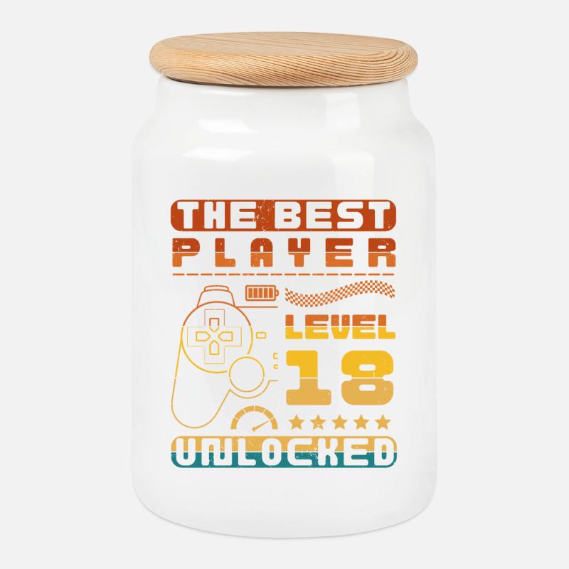 THE BEST PLAYER LEVEL 18 UNLOCKED - Keksdose mit Holzdeckel - Weiß