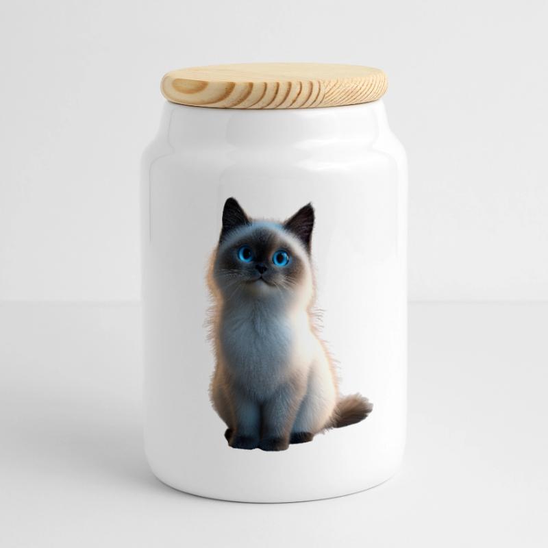 Chat Birman Chat Birman Sacré Chat Birman Mignon Chats Birmans Boîte à biscuits avec couvercle en bois