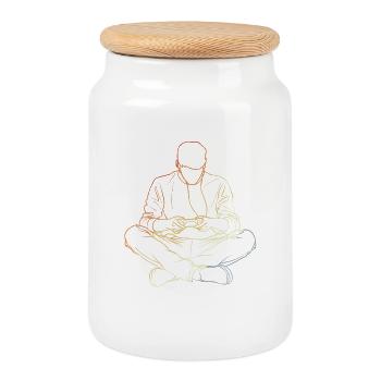 Gamer Boy Vintage Look - Cookie Jar with Wooden Lid - white - Front