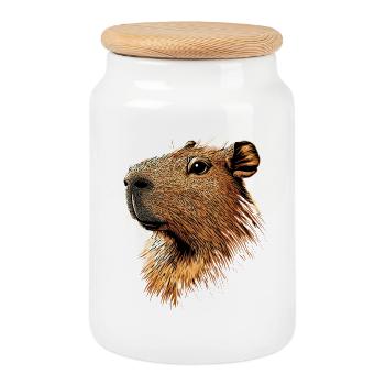 Capybara Be Capy Wasserschwein Lustiges Capybara - Keksdose mit Holzdeckel - Weiß - Vorne