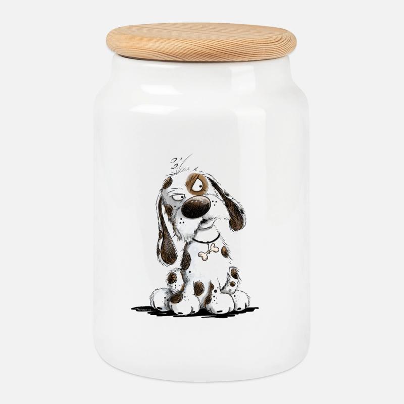 Nö Hund Spruch Statement Mürrisch - Keksdose mit Holzdeckel - Weiß