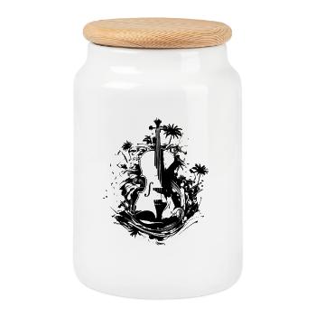 Violon - Boîte à biscuits avec couvercle en bois - blanc - Devant