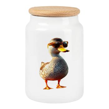 Ente Stockente Entenküken Duck Entlein Erpel Enten - Keksdose mit Holzdeckel - Weiß - Vorne