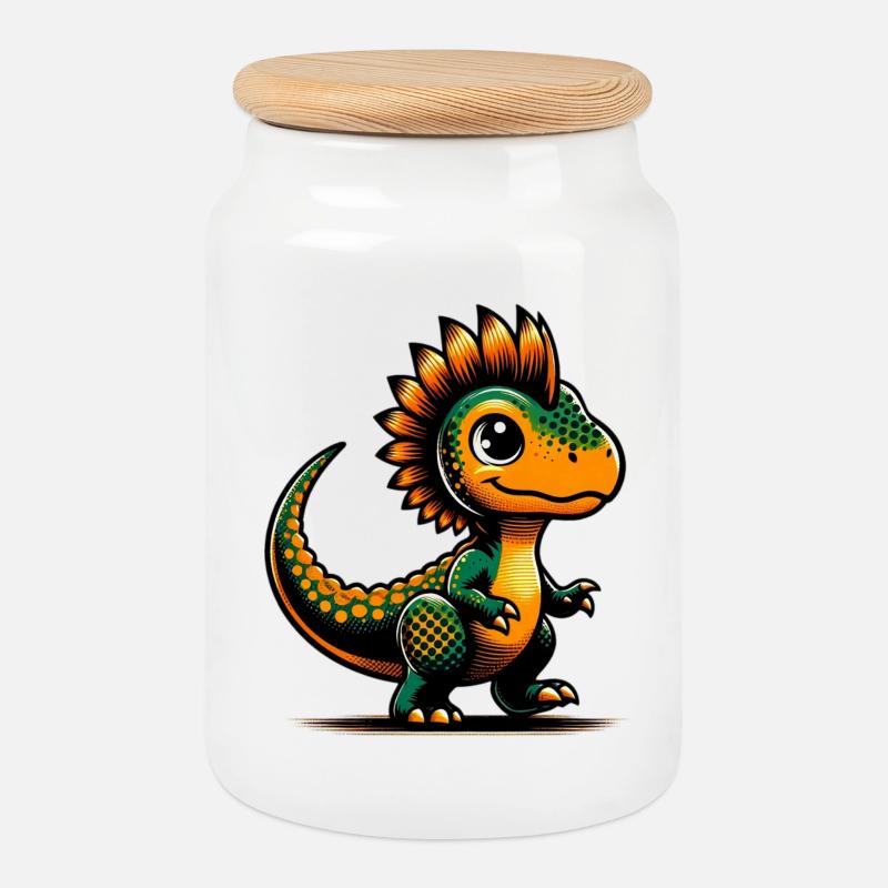 Dinosaurier - Keksdose mit Holzdeckel - Weiß