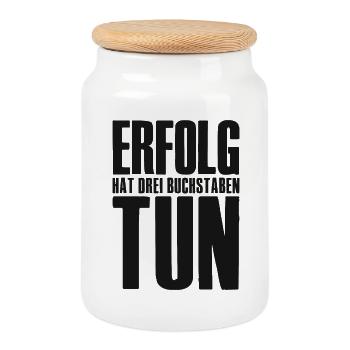 Erfolg Spruch für Gründer Unternehmer Startup - Keksdose mit Holzdeckel - Weiß - Vorne