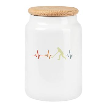 Battement de cœur du hockey - Boîte à biscuits avec couvercle en bois - blanc - Devant