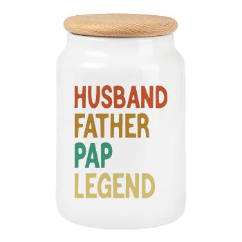 Husband Father Papa Legend Father's Day - Cookie Jar with Wooden Lid - white - Front