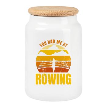 You Had Me At Rowing - Keksdose mit Holzdeckel - Weiß - Vorne
