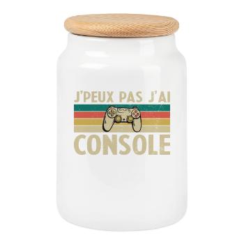 I can't I have Console - Cookie Jar with Wooden Lid - white - Front