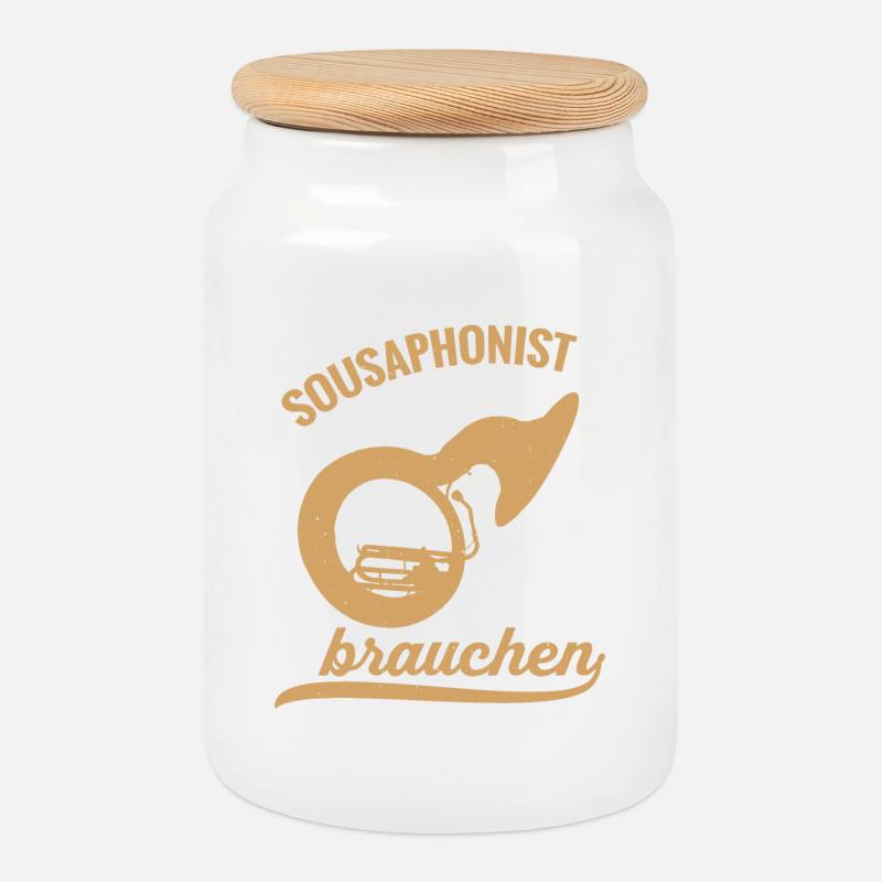 Sousaphonist Held Sousaphon Musiker Blaskapelle - Keksdose mit Holzdeckel - Weiß