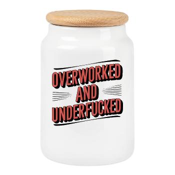 Überanstrengter und unterschätzter sarkastischer Humor - Keksdose mit Holzdeckel - Weiß - Vorne