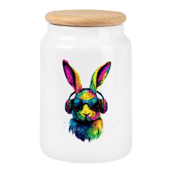 Lapin Lapin Lover Lièvre Lapin Mignons Lapins - Boîte à biscuits avec couvercle en bois - blanc - Devant