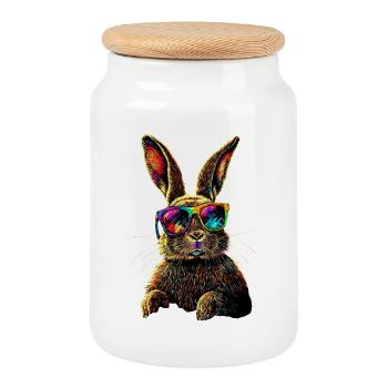 Lapin Lapin Lover Lièvre Lapin Mignons Lapins - Boîte à biscuits avec couvercle en bois - blanc - Devant
