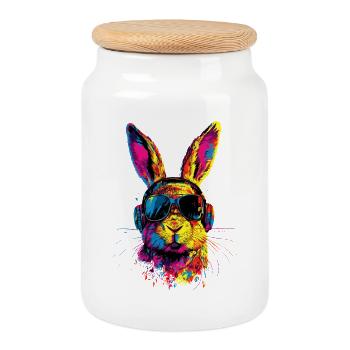 Lapin Lapin Lover Lièvre Lapin Mignons Lapins - Boîte à biscuits avec couvercle en bois - blanc - Devant