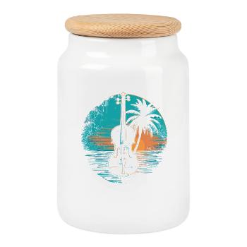 Violin Sunset - Cookie Jar with Wooden Lid - white - Front