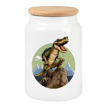 Randonnée crocodile / Alpinisme Crocodiles - Boîte à biscuits avec couvercle en bois - blanc - Devant