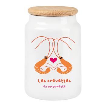 Shrimps in love - Cookie Jar with Wooden Lid - white - Front
