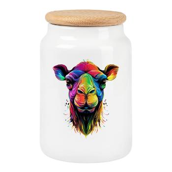 Kamel Dromedar Trampeltier Camel Geschenk Kamele - Keksdose mit Holzdeckel - Weiß - Vorne