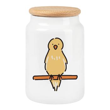 Melodic Canary - Cookie Jar with Wooden Lid - white - Front