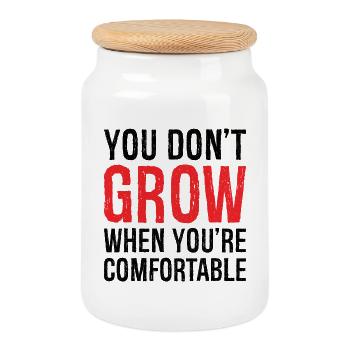 you don't grow when you're comfortable - Keksdose mit Holzdeckel - Weiß - Vorne