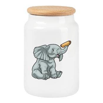 Hot-dog éléphant - Boîte à biscuits avec couvercle en bois - blanc - Devant