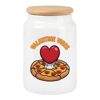 Valentine Vibes für verliebte zu Valentinstag - Keksdose mit Holzdeckel - Weiß - Vorne