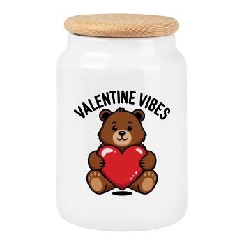 Valentine Vibes für verliebte zu Valentinstag - Keksdose mit Holzdeckel - Weiß - Vorne