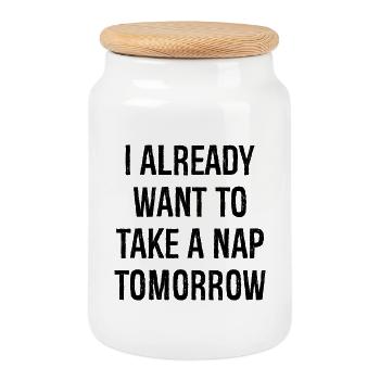 I already want to take a nap tomorrow - Keksdose mit Holzdeckel - Weiß - Vorne